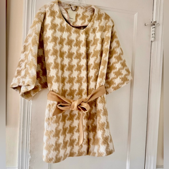 Anthropologie Elevenses Houndstooth Wrap Coat Career Preppy Academia - Picture 5 of 11